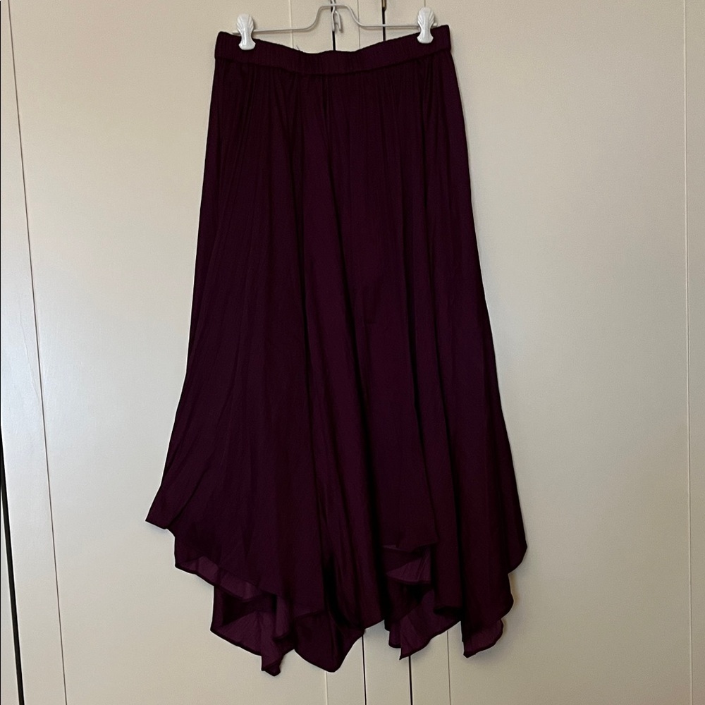 Anthropologie Deep Burgundy Asymmetrical Skirt size M